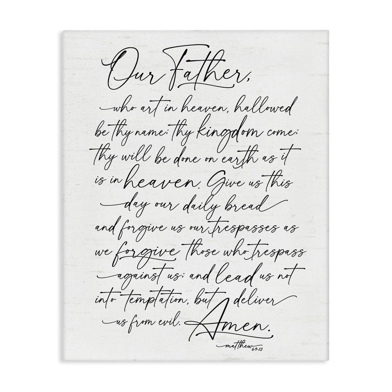 Stupell Industries Our Father Religious Prayer Reading Spiritual Scripture Canvas Design By Lettered and Lined